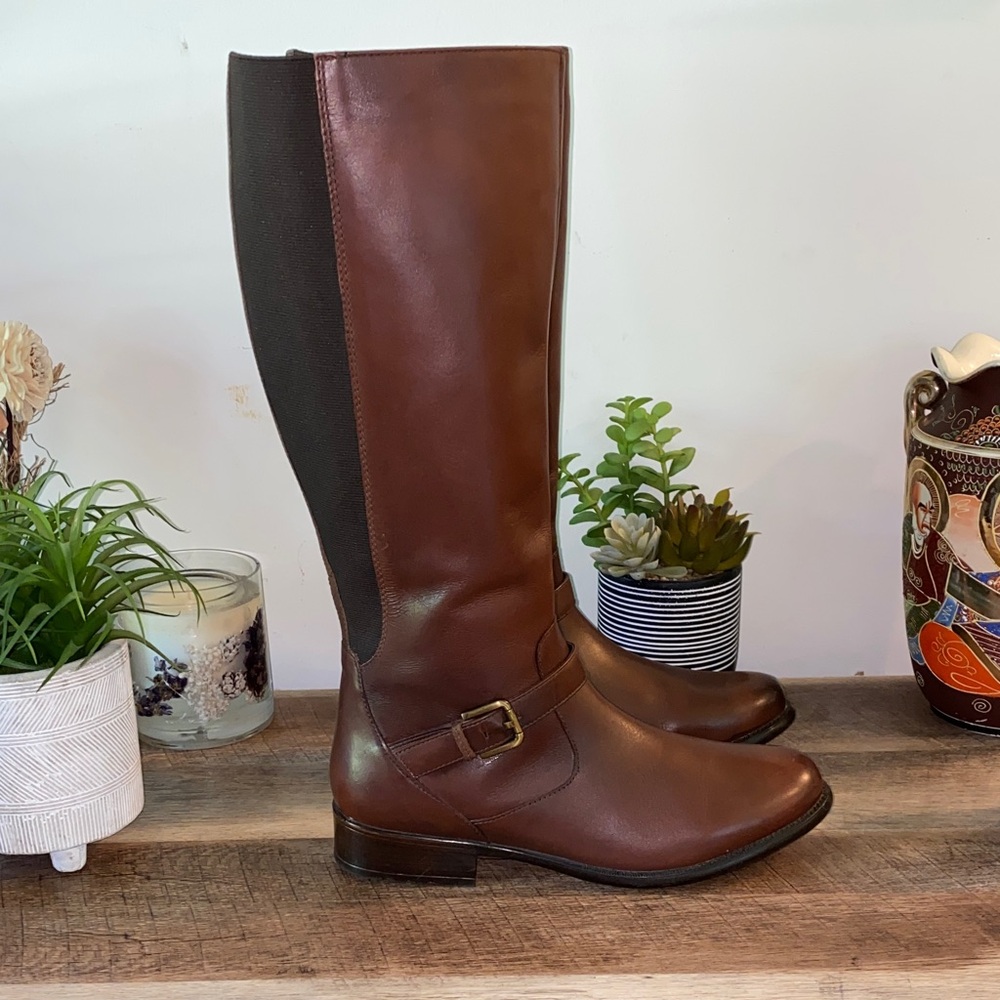 Clarks Plaza Pilot Tall Riding Boots Just Below the Knee Size 11